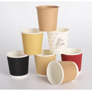 4oz BLACK KRAFT DOUBLE WALL RIPPLE COFFEE CUPS