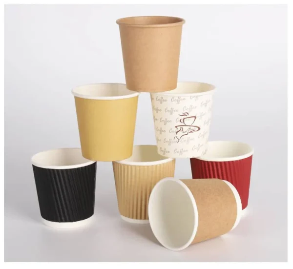 4oz BLACK KRAFT DOUBLE WALL RIPPLE COFFEE CUPS