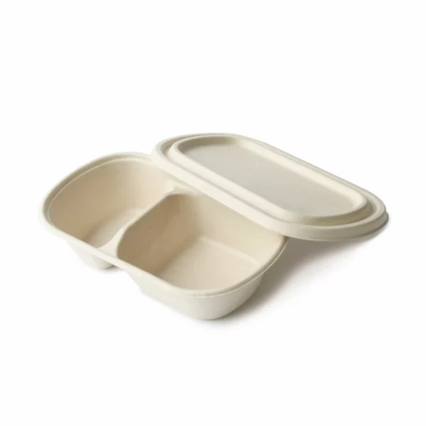 BAGASSE 2 COMPARTMENT LUNCH BOX