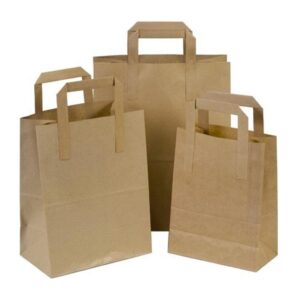 BROWN SOS PAPER BAGS With handles. Pack of 250pcs