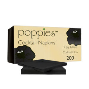 POPPIES 2 ply BLACK COCKTAIL NAPKINS 4000pcs