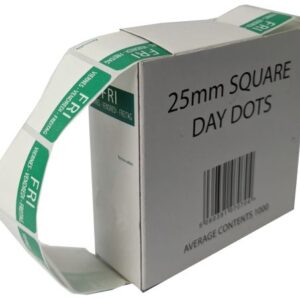 SQUARE DAY FOOD ROTATION LABELS 25mm - Roll of 1000